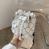 Women's Rivet Chain Drawstring Shoulder Bag for Party