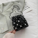 Women's Rivet Chain Drawstring Shoulder Bag for Party