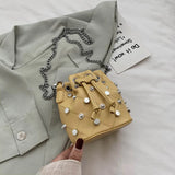 Women's Rivet Chain Drawstring Shoulder Bag for Party