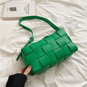 Women's Weave PU Leather Shoulder Bag Tote