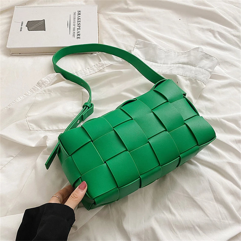 Women's Weave PU Leather Shoulder Bag Tote