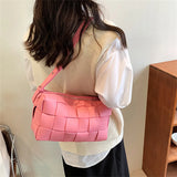 Women's Weave PU Leather Shoulder Bag Tote