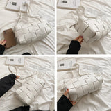 Women's Weave PU Leather Shoulder Bag Tote