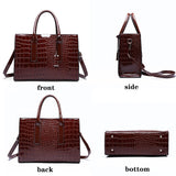 Crocodile Pattern Shoulder Bag PU Leather Women Crossbody Handbag Tote Bags