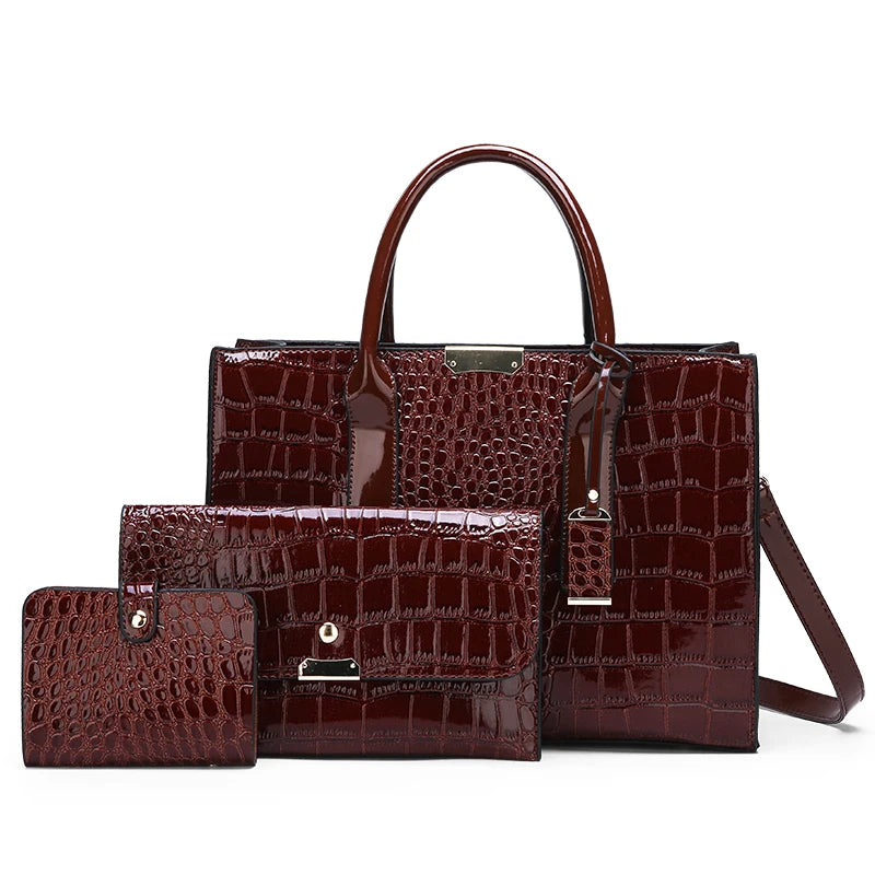 Crocodile Pattern Shoulder Bag PU Leather Woman Crossbody Handbag