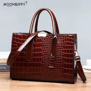 Crocodile Pattern Shoulder Bag PU Leather Crossbody Handbag