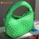Woven Leather Tote Bag Women's Niche Purse Straw Girls Travel Female Crossbody