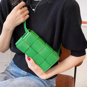 Women's Woven Shoulder Bag PU Leather Crossbody Messenger Satchel Bolsas