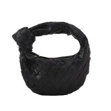 Woven Leather Zipper Clutch Bag for Women Soft Hobo Tote Handbag