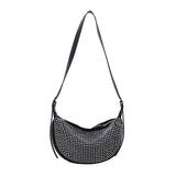 Zircon PU Leather Shoulder Half Moon Bag For Women