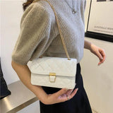 Embroidered Rhombus One-Shoulder Messenger Bag for Women