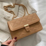 Embroidered Rhombus One-Shoulder Messenger Bag for Women