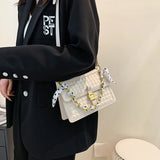 Ribbon Tote Bag Spring PU Leather Women's Handbag Shoulder Messenger Bag