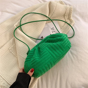 Women's Striped Cotton Fabric Shoulder Bag Soft Messenger Tote