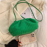 Women's Striped Cotton Fabric Shoulder Bag Soft Messenger Tote