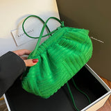 Women's Striped Cotton Fabric Shoulder Bag Soft Messenger Tote
