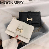 Stone Pattern Women's Bag Chains Crossbody Bags Leather Shoulder Bag