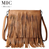 Fashionable Tassel Women's Bag PU Material Shoulder Bag Retro Style