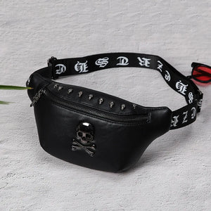 Men's Rock Skull Waist Bag Rivet Belt Fanny Pack
