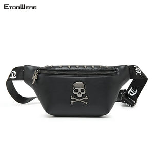 Men's Rock Skull Waist Bag Rivet Belt Fanny Pack