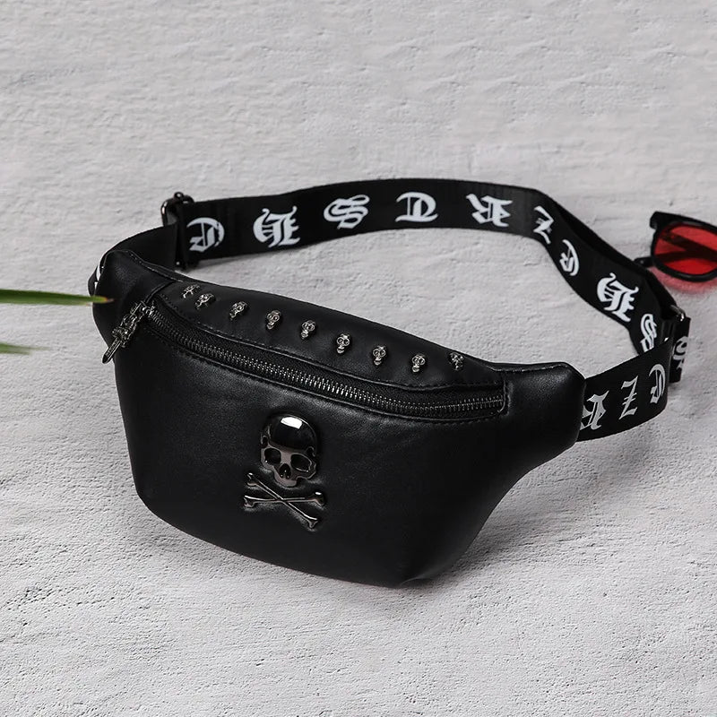 Men's Rock Skull Waist Bag Rivet Belt Fanny Pack