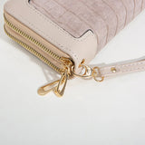 Crocodile Pattern Double Zipper Women's Clutch Bag