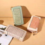 Crocodile Pattern Double Zipper Women's Clutch Bag