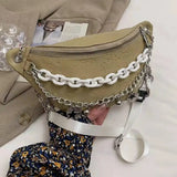 Chain Waist Bag Solid Color Western Style Crossbody Bag for Women