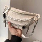 Chain Waist Bag Solid Color Western Style Crossbody Bag for Women