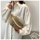 Chain Waist Bag Solid Color Western Style Crossbody Bag for Women