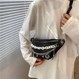 Chain Waist Bag Solid Color Western Style Crossbody Bag for Women