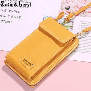 Small Yellow Cellphone Pocket Shoulder Bag Mini Crossbody Handbag