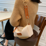 Lychee Shoulder Bag for Women PU Leather Solid Small Handbag