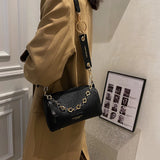 Lychee Shoulder Bag for Women PU Leather Solid Small Handbag