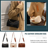 Lychee Shoulder Bag for Women PU Leather Solid Small Handbag