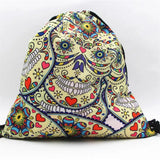 3D Digital Print Skull Drawstring Backpack Small Size