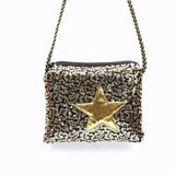 Sequin Star Girl Bag Oblique Satchel Zipper Bag for Kids