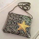 Sequin Star Girl Bag Oblique Satchel Zipper Bag for Kids