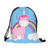 3D Cartoon Unicorn Drawstring Backpack Thin Rope Strap Small Size