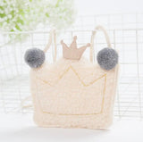 Lovely Plush Crown Kids Messenger Bag Hair Ball Embellishment