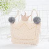 Lovely Plush Crown Kids Messenger Bag Hair Ball Embellishment