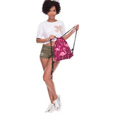 Red Flamingo 3D Print Drawstring Backpack for Women