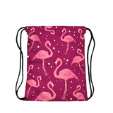 Red Flamingo 3D Print Drawstring Backpack for Women