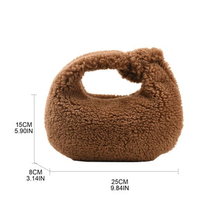 M6CC Plush Shoulder Bag for Women Autumn Winter Tote Handbag