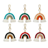 M6CC Rainbow Car Keychain Braided Rope Key Chain Women Trinket Charm