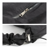 Adjustable Ruched Handle Women Underarm Shoulder Bag Soft Nylon Hobo Purse