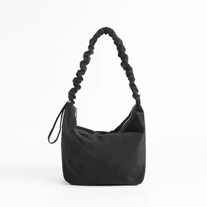 Adjustable Ruched Handle Women Underarm Shoulder Bag Soft Nylon Hobo Purse