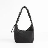 Adjustable Ruched Handle Women Underarm Shoulder Bag Soft Nylon Hobo Purse