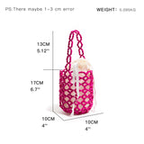 Small Bucket Tote Bag Women Beaded Handbags Solid