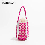 Small Bucket Tote Bag Women Beaded Handbags Solid